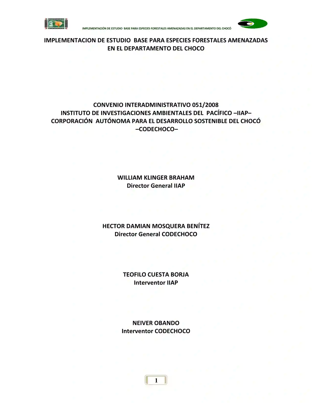 Portada Línea Base de Especies Forestales Amenazadas